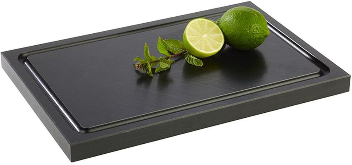 Snijplank "Bar", 30x20xH2 cm, zwart met sapgeul