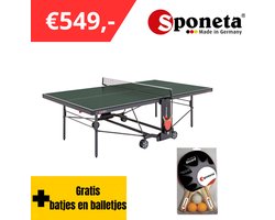 Sponeta® S4-72i Tafeltennistafel Indoor - Expertline - Pingpongtafel voor binnen - Speeltoestel voor binnen - Inklapbaar - Zelftrainer - Inclusief batshouder - 19mm groen blad - 3 Jaar garantie - LxBxH 274x152,5x76cm - Made in Germany