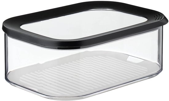 Mepal - Boîte à fromage Modula - 2000 ml - noir - Boîte de produits frais avec couvercle - transparent - boîte de conservation koelkast
