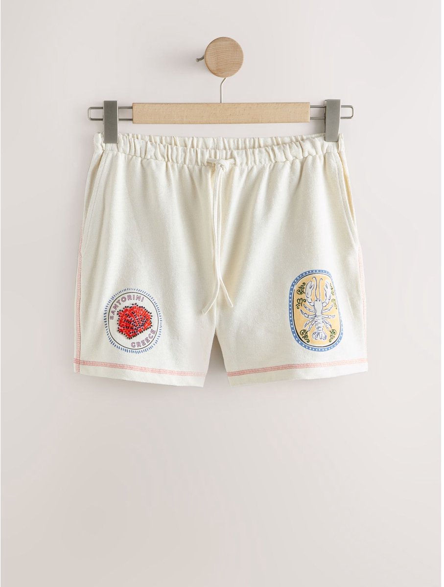 Next - Dames - Jersey short met print - Crème