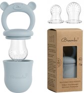 Broemba Fruitspeen Baby - Set met 3 Spenen - Sabbelzakje met Bijtring - 100% siliconen Fopspeen voor groente & fruit - Blauw