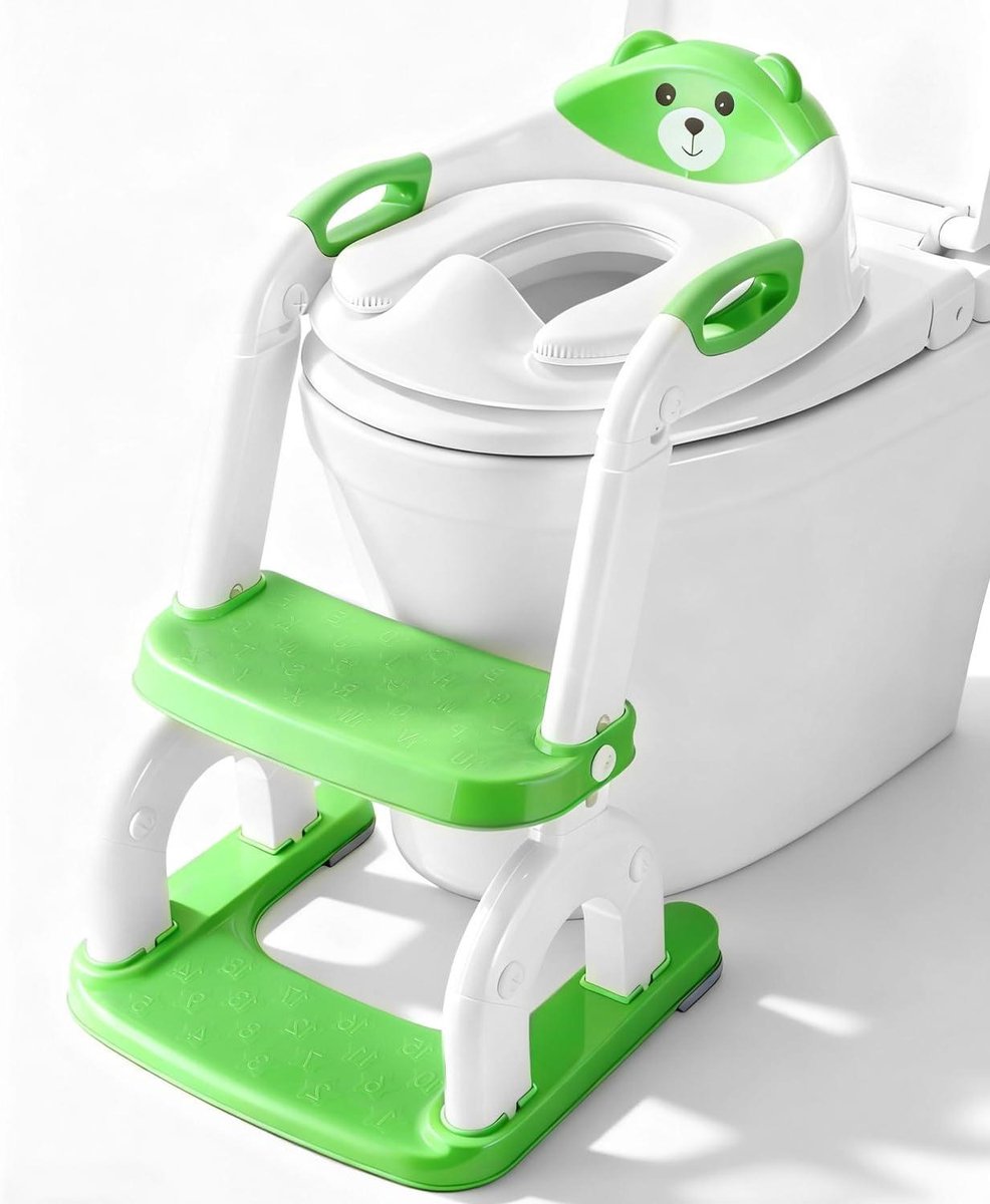 Kinder Toiletbril met Trap - Potty Trainer Toiletverkleiner - Zindelijkheidstraining - In Hoogte Verstelbaar - Opvouwbaar - Wit