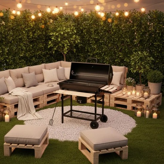 Klausberg XXL Houtskoolbarbecue op Wielen - Met Deksel, Thermometer en Zijtafels - Groot Grilloppervlak 70 x 35 cm - Asopvangbak - Ideaal voor Tuin en Terras van Merkloos — afbeelding 4