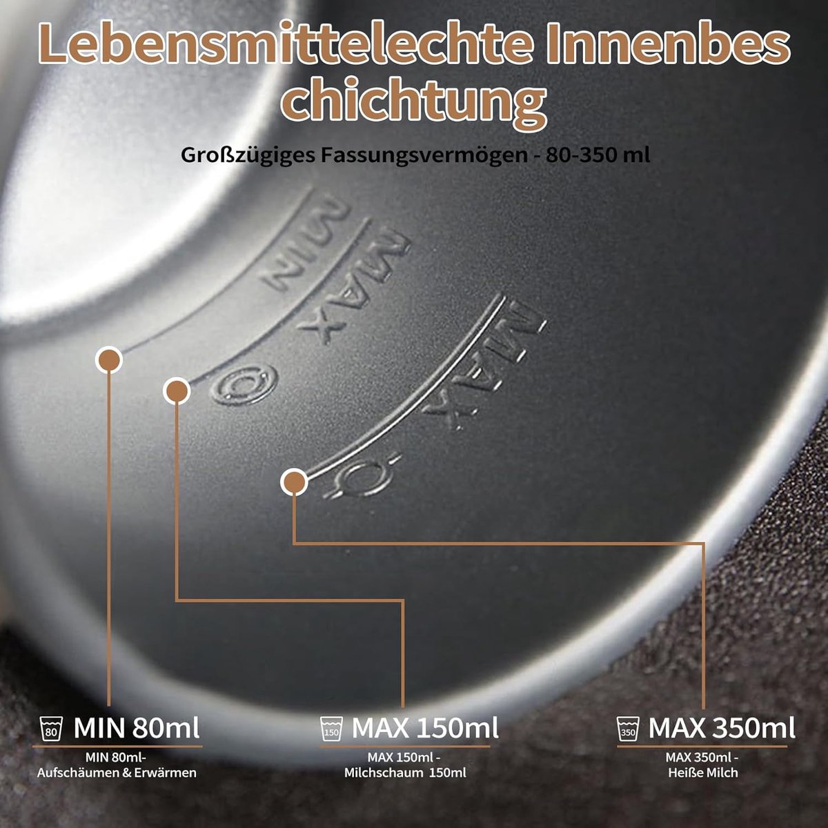 KZQ Zwarte elektrische melkschuimer 5-in-1 – Professionele automatische schuimmaker – Voor warm en koud melkschuim – Melkverwarmer & opschuimer met grote capaciteit (350 ml) – Barista-kwaliteit voor latte, cappuccino en chocolademelk – Zwart — cadeau in Kookcadeaus - foto 4