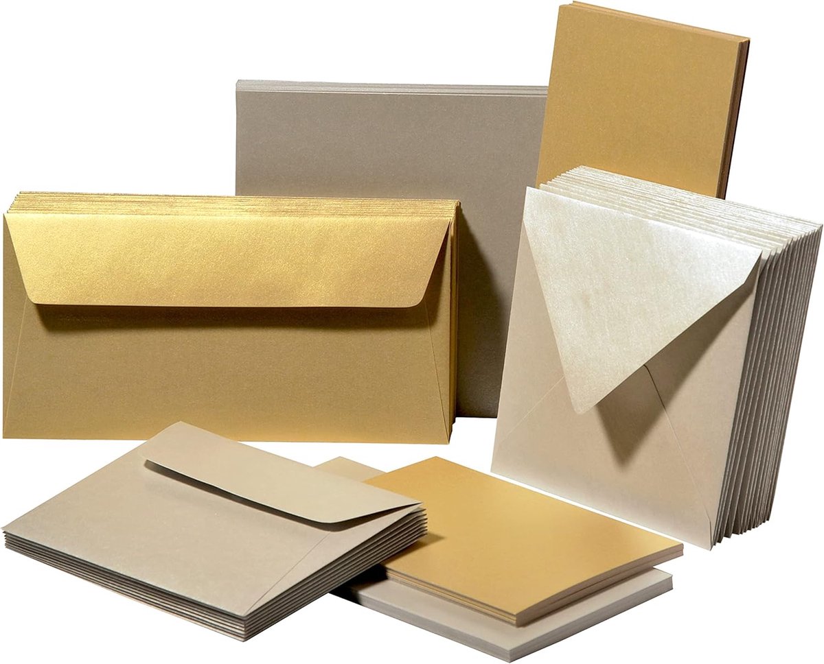 Vouwkaarten Set - Kaarten Papier - Feestelijke Uitnodigingen - Zuurvrij Materiaal - 25 Stuks - Goud