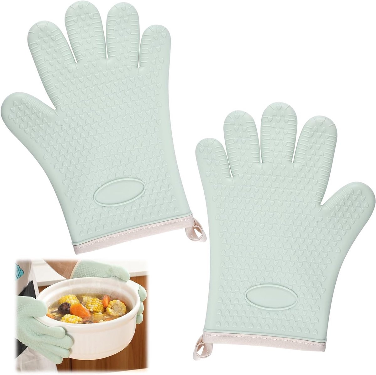 Hittebestendige silicone ovenwanten met antislip, comfortabel voor koken en bakken tot 250°C