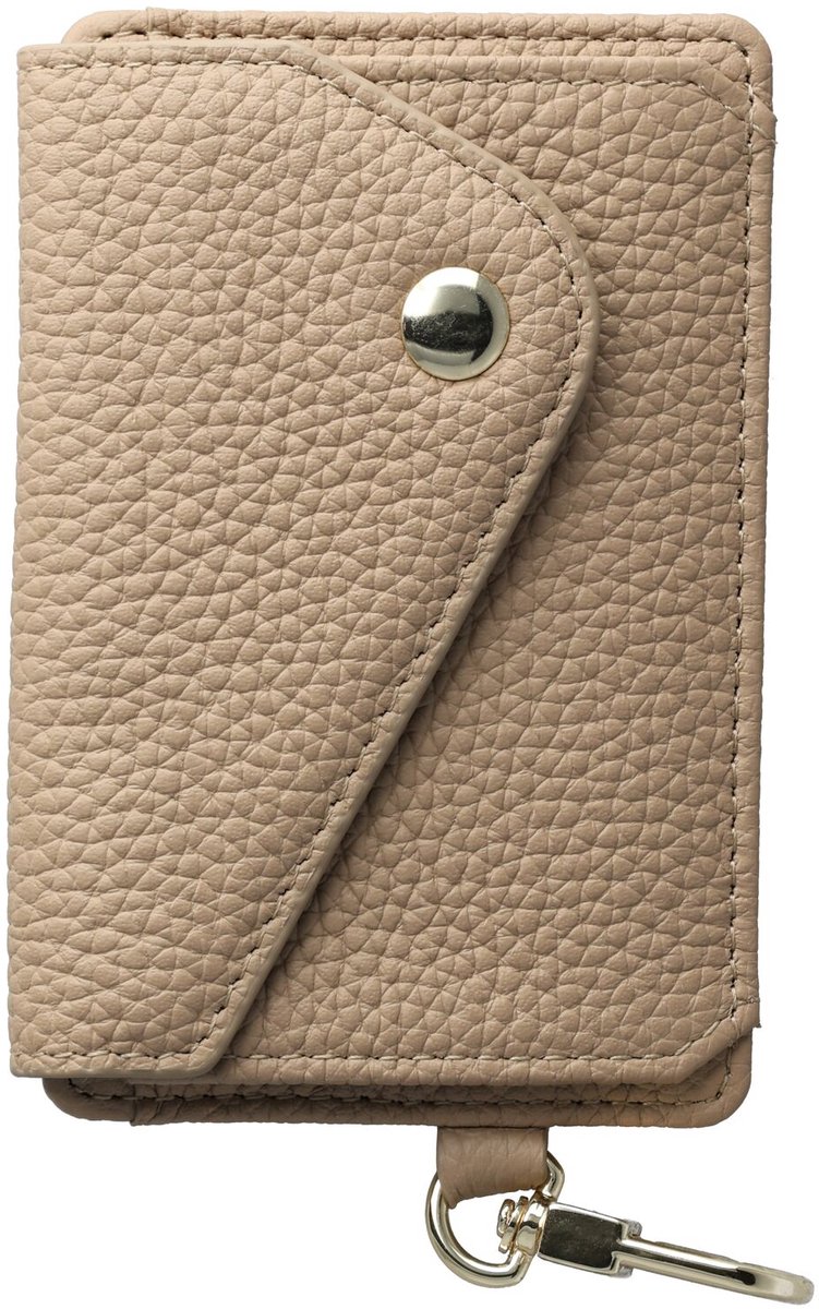 AVY Magnetische Kaarthouder | Compatibel met MagSafe | Leren Wallet Met Drukknoop en Haakje | Luxe Kaarthouder voor Pasjes | AVY Accessoire | Leather Beige