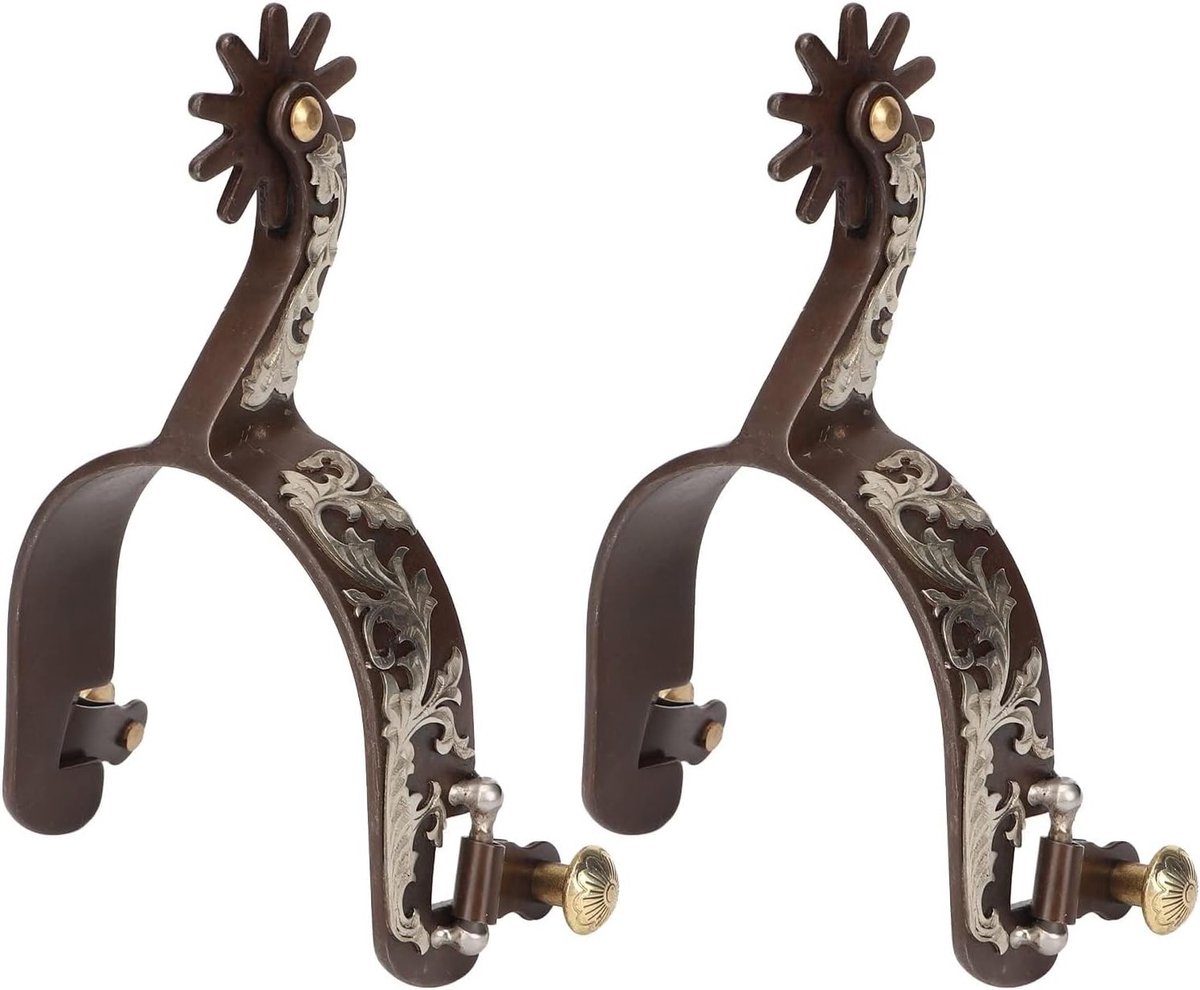 Handgemaakte leren sporen voor ruiters, vintage bronzen accessoires met draaigear en lage koolstofstaal, 2-delige set voor paardenrijden