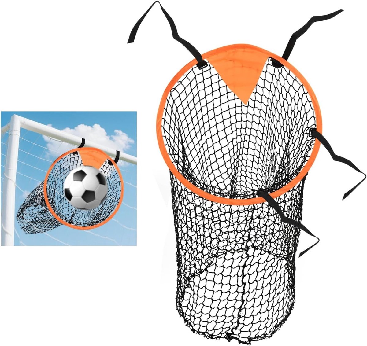 2 Stuks Pedestal Top Bins Doelnet met Oranje Doel, Voetbal Goals, Oefening Hoekballen, Verstelbare Riemen, Stevige Constructie en Gemakkelijk Te Verplaatsen