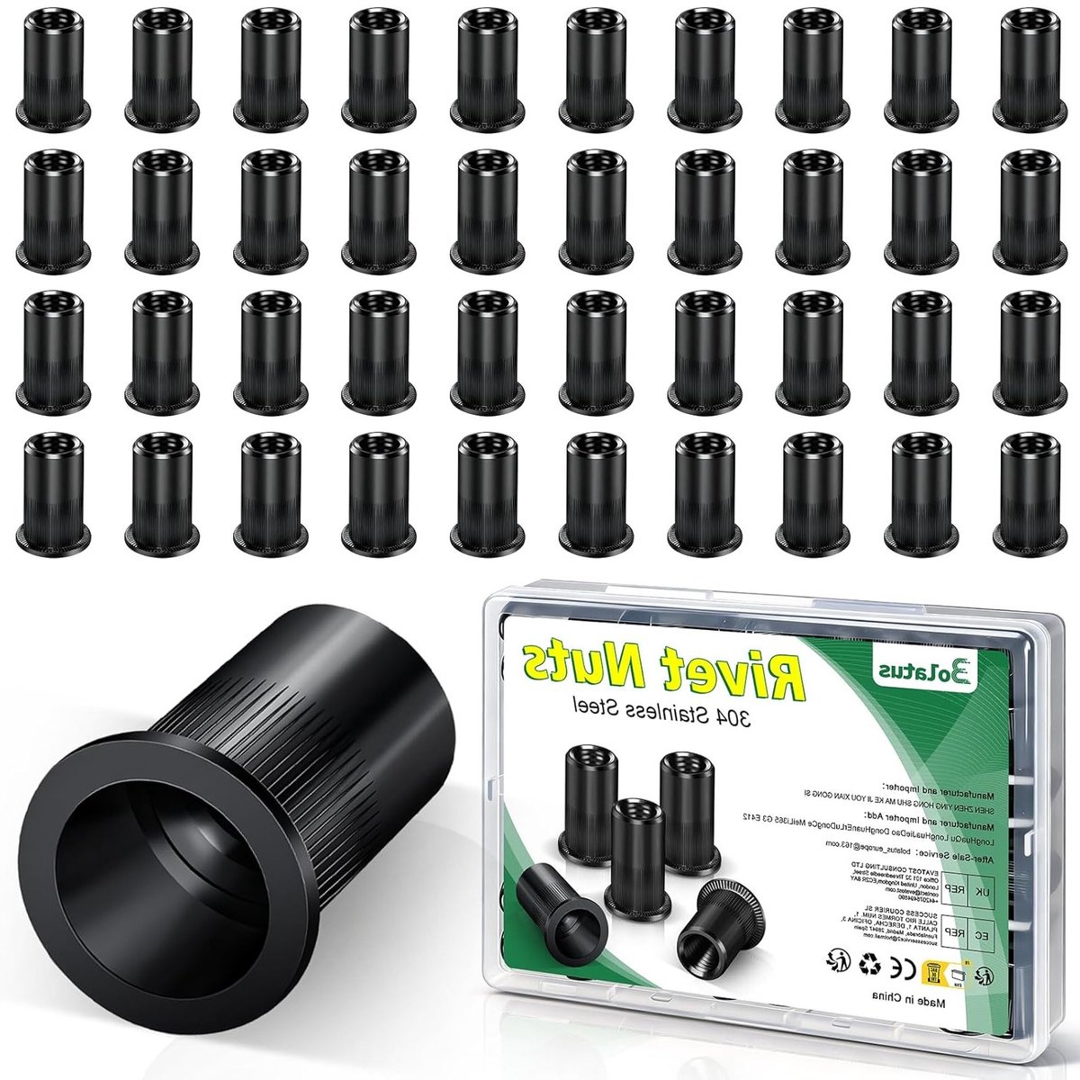 Set van 50 M5 Rivet Nuts van 304 Roestvrij Staal, Ronde Platte Kop, Voor Metaal, Fiberglas en Kunststof Bevestigingen