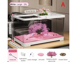 Modern Witte Aquarium met Hydrocultuur Systeem – Desktop Aquarium 19L voor Thuis, Kantoor & Binnenhuisdecoratie