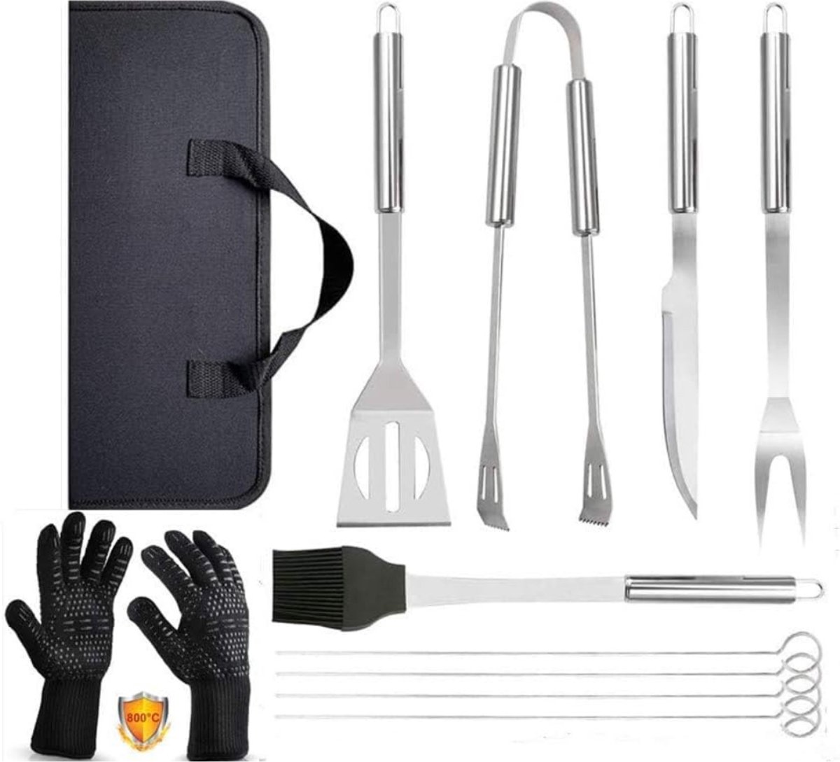 Zyrex® Bbq Gereedschap - Bbq Accesoires - Bbq tang - Zilver - 41cm x 16cm x 9cm