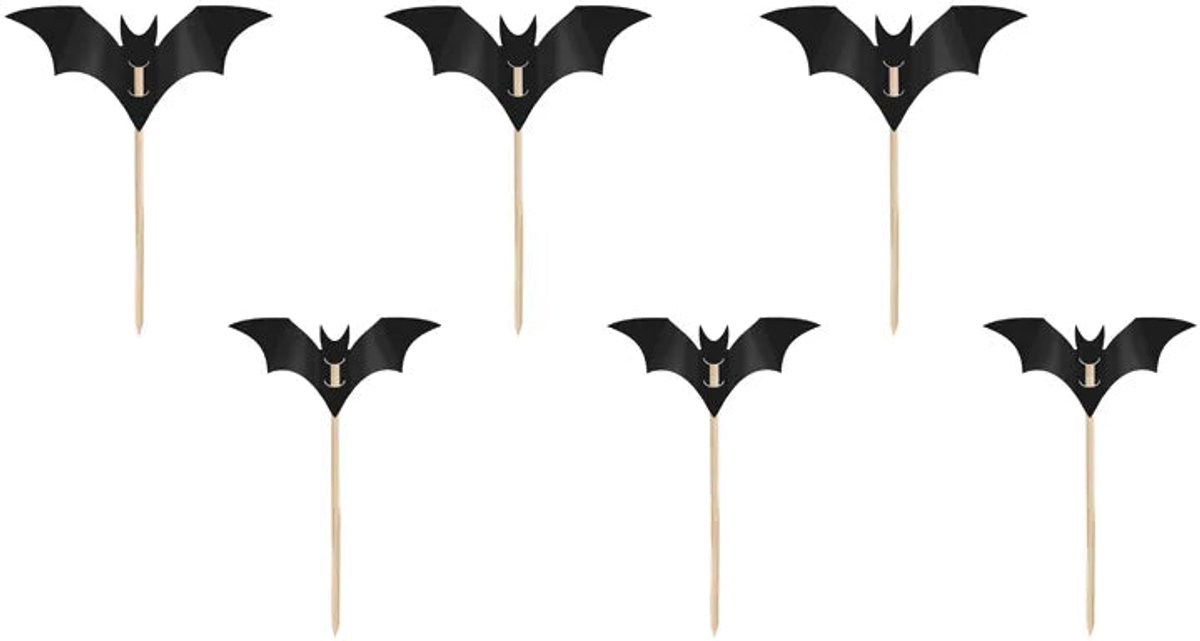 Halloween Cocktailprikkers Vleermuis 5cm (6st)