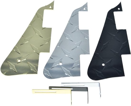 Diamond Plate LP Elektrische Gitaar Pickguard van Aluminium met Zwarte Beugel en Montage Schroeven voor Epiphone Les Paul - Bescherm je Gitaar tegen Krassen en Schokken — afbeelding 3