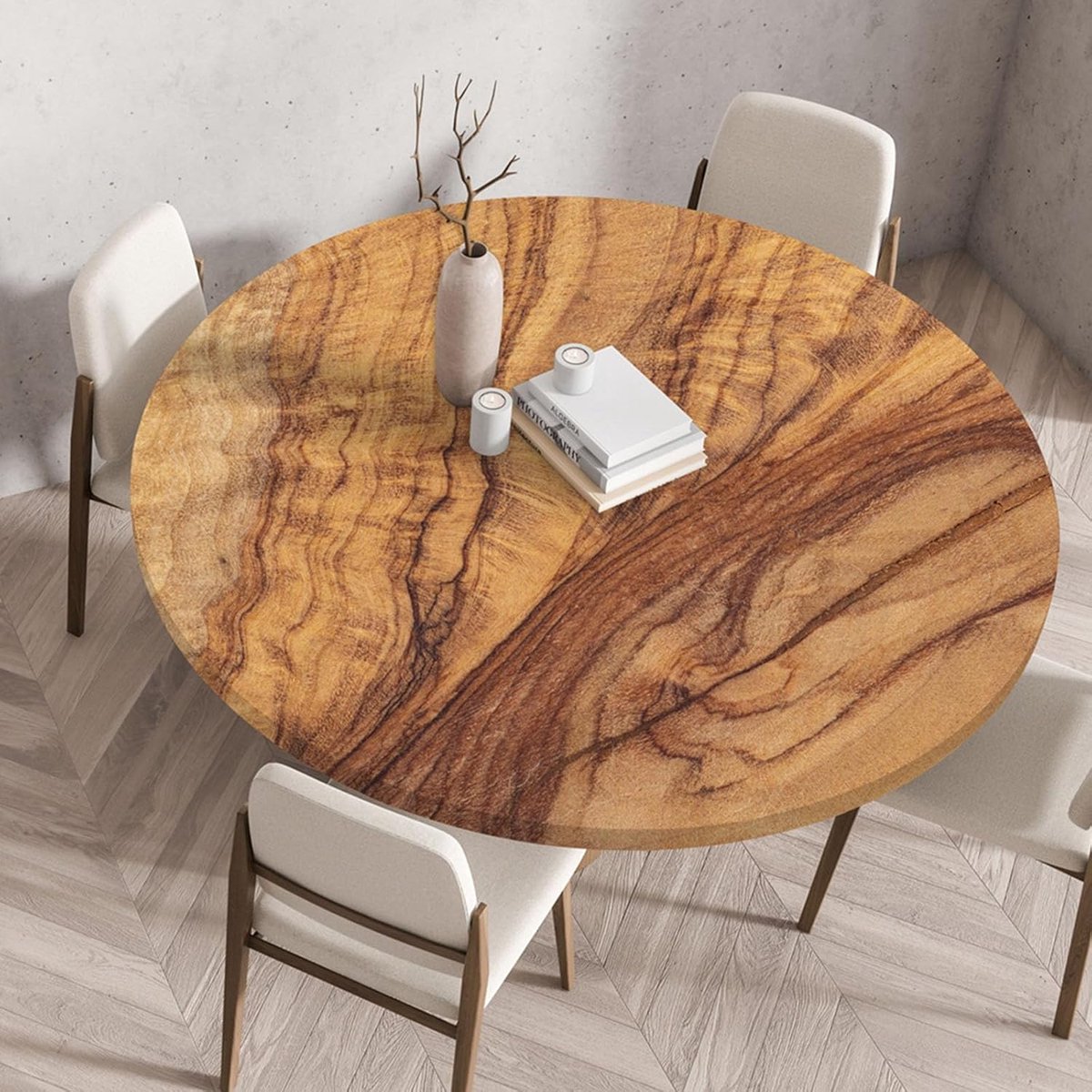 Rond tafelkleed - Afveegbare hoes - Eetkamer decoreren - Elastische rand - 60 cm - Antiek