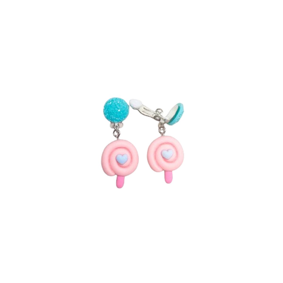 Klipoorbellen.com - Lollipop Blue - Kinderoorbellen - Clipoorbel - Klipoorbellen - Nepoorbellen - Kinder oorbellen clip - oorclips kids