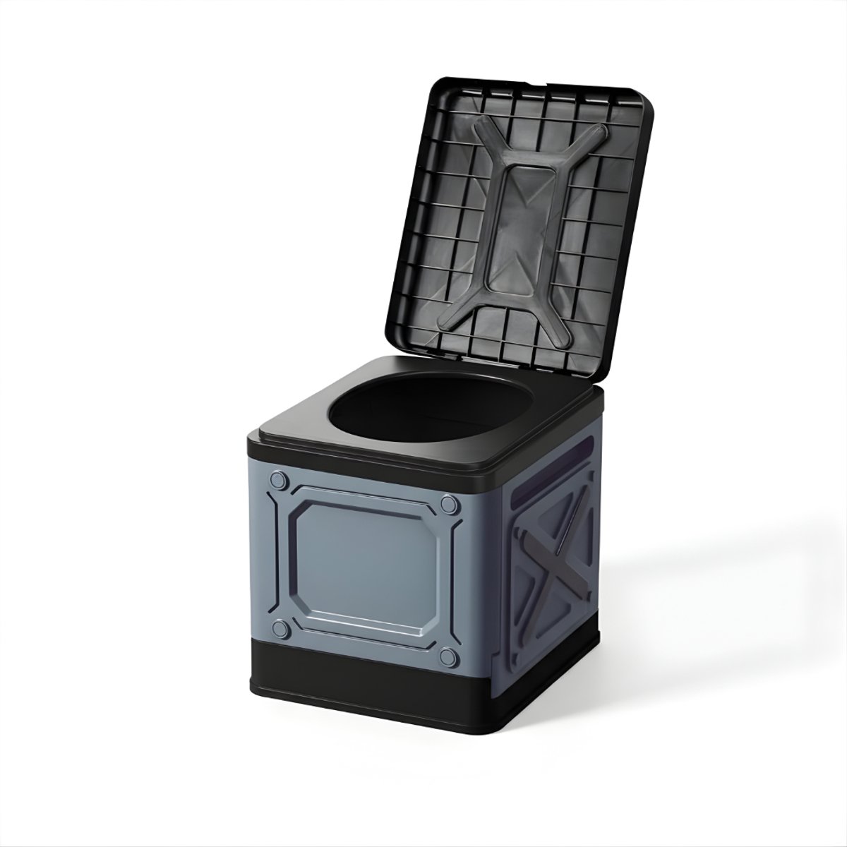 DnA® Camping Toilet - Draagbaar Toilet - Toiletemmer Met Deksel - Zwart/Grijs - 36cm x 30cm x 13cm