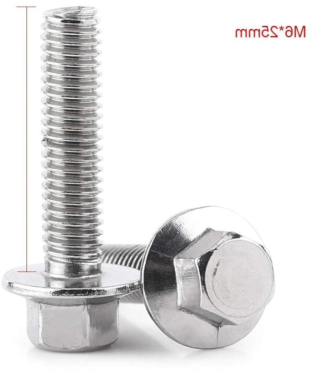Set van 10 M6 RVS SS304 Hex Flensschroeven met Kap en Moeren - Duurzame Bevestigingsmiddelen voor Diverse Toepassingen
