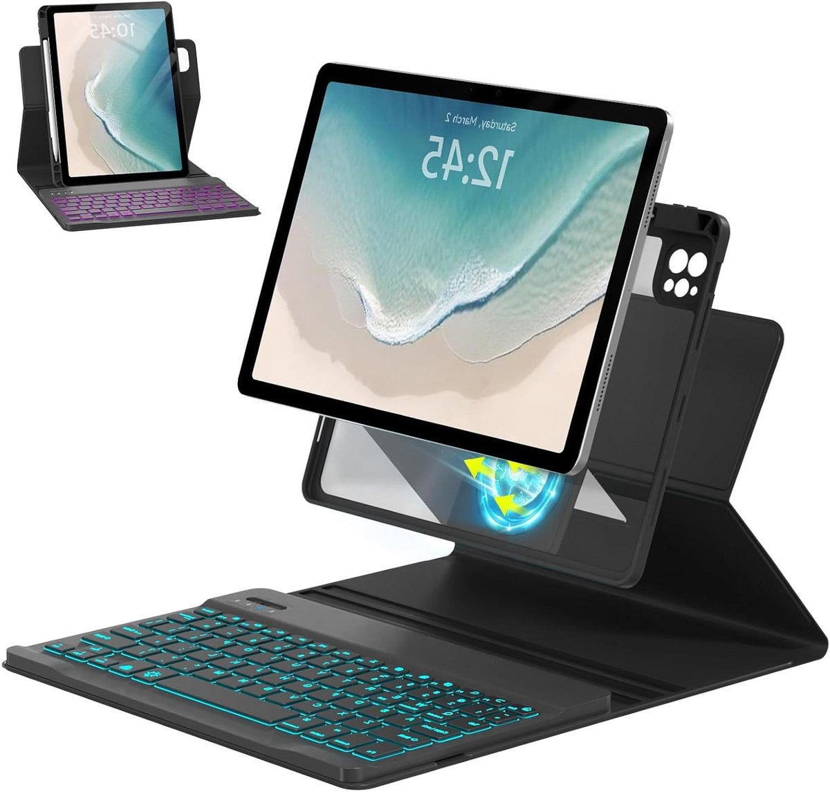 Toetsenbord Hoes - Tablet Cover - Productief Werken - 360 Graden Rotatie - 10.9/11 Inch - Zwart