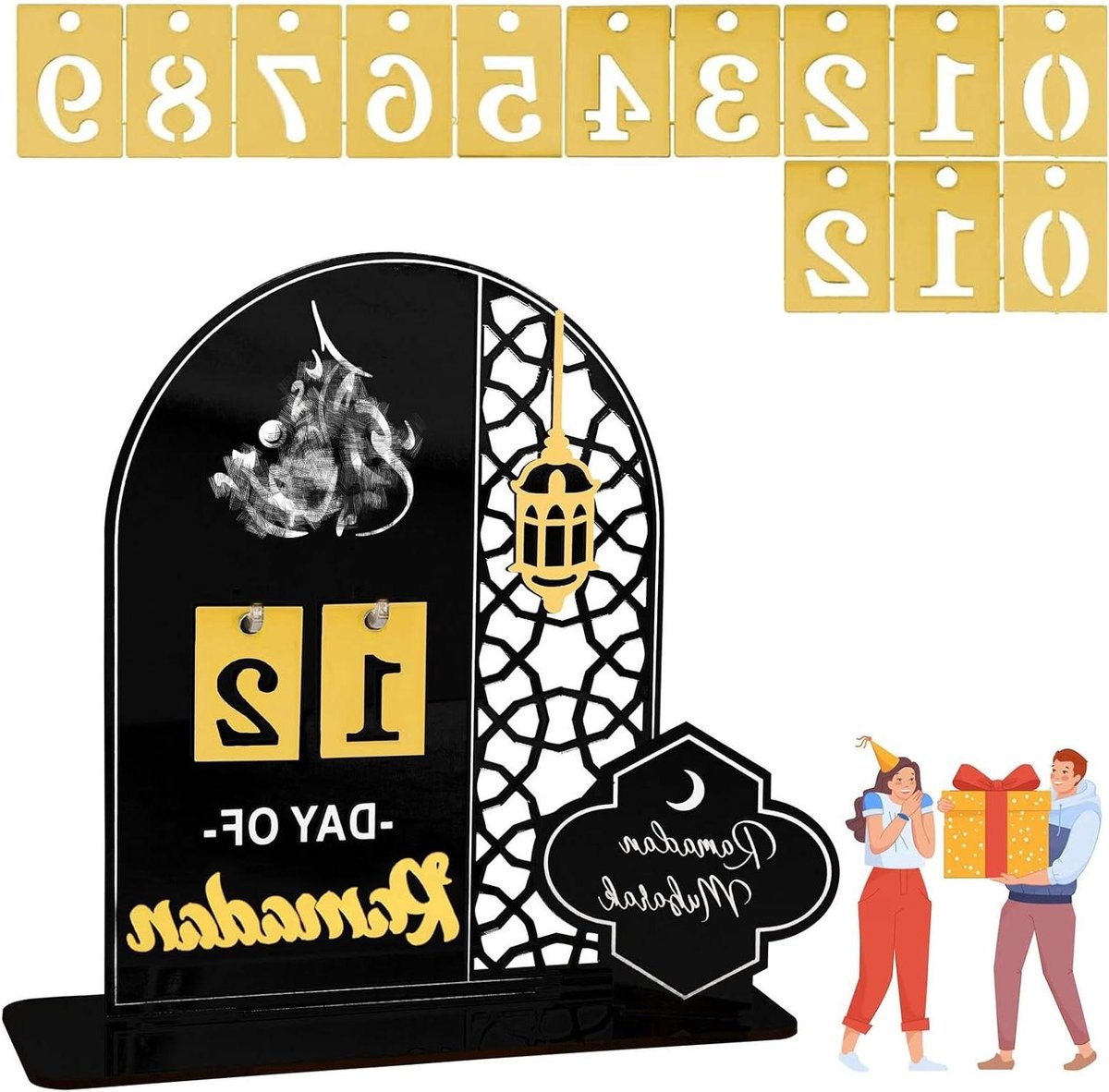 Ramadan Kalender - Vasten Kalender - Feestdagen Vieren - Decoratief Object - 23 x 18 cm - Multicolor