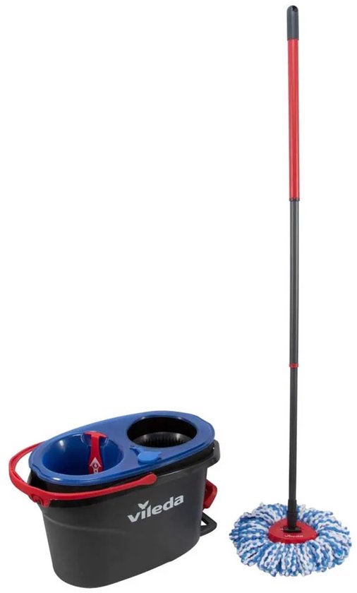 Système de serpillière rotative Vileda H2Pro, ensemble complet avec serpillière rotative et seau avec pédale, deux réservoirs d'eau séparés, eau propre à chaque chasse d'eau