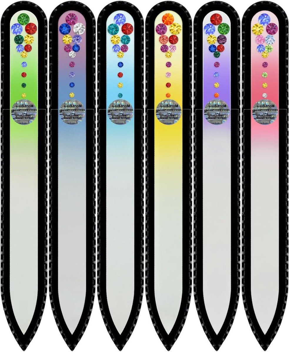 Glazen Nagelvijlen - Handgemaakt Decoratief - Nagels Vormgeven - Levenslange Garantie - Set van 6 - Gedecoreerd