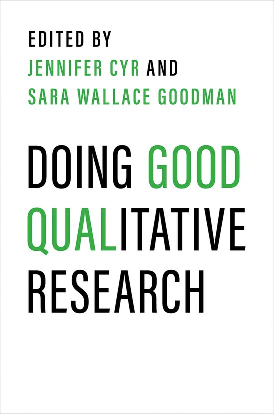 Boekomslag met de titel 'Doing Good Qualitative Research' in zwarte en groene letters op een witte achtergrond.