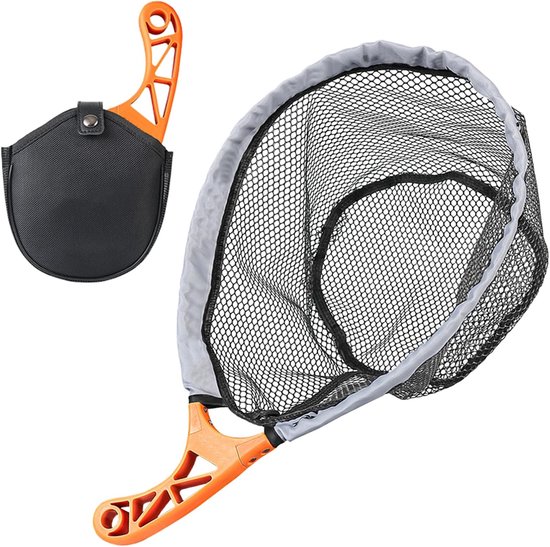 Vis Landingsnet - Schepnet Vissen - Vangen en Terugzetten - Rubberen Visnet - 46x34x18 cm - Oranje — afbeelding 5