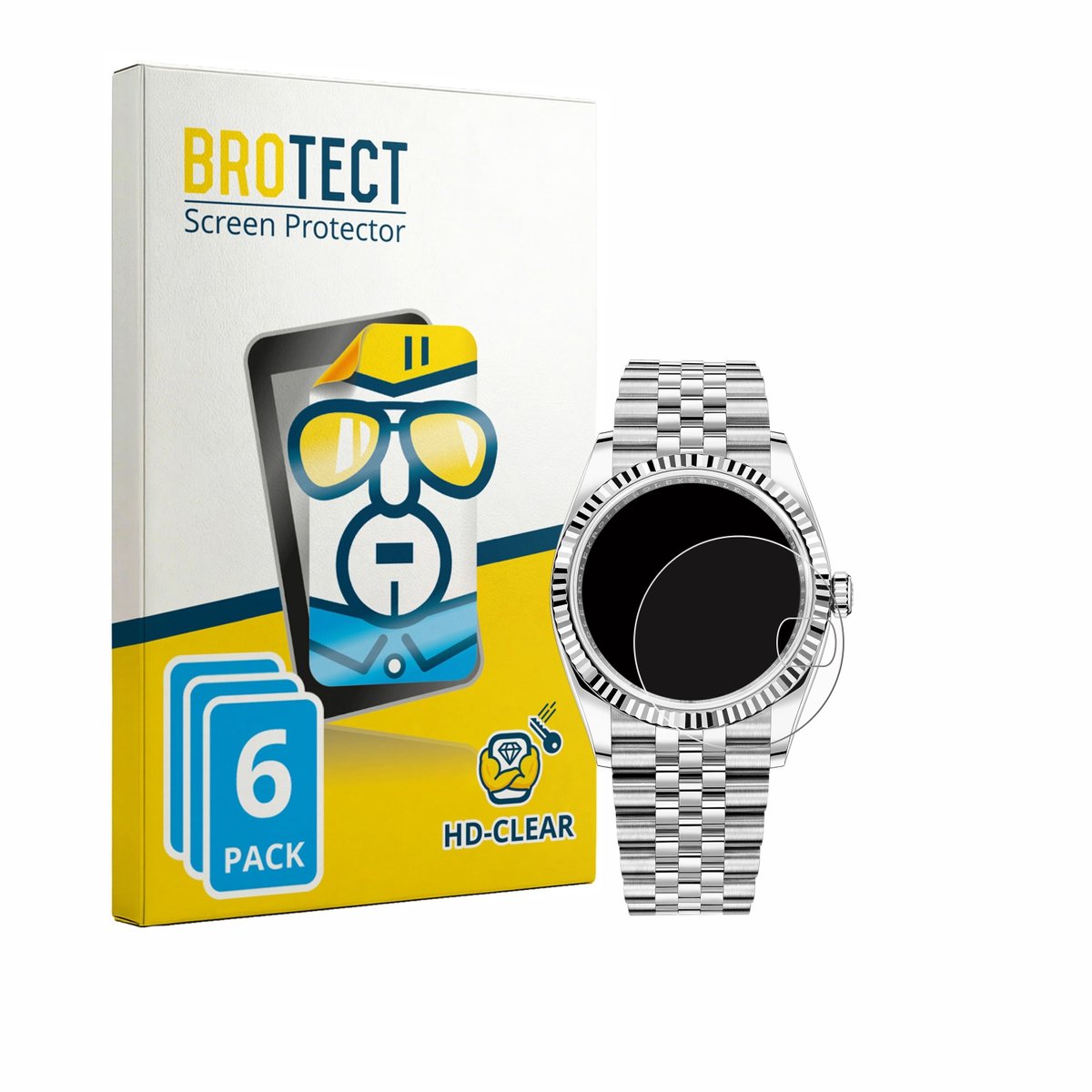 BROTECT - Screenprotector voor Rolex Datejust 36 - Folie Beschermfolie transparant 6 Stuks