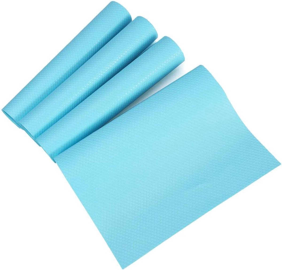 4-delige set 29 x 45 cm vriesmatten - Wasbare antibacteriële opslaghoezen voor vochtabsorptie in koelkastlades - Blauw