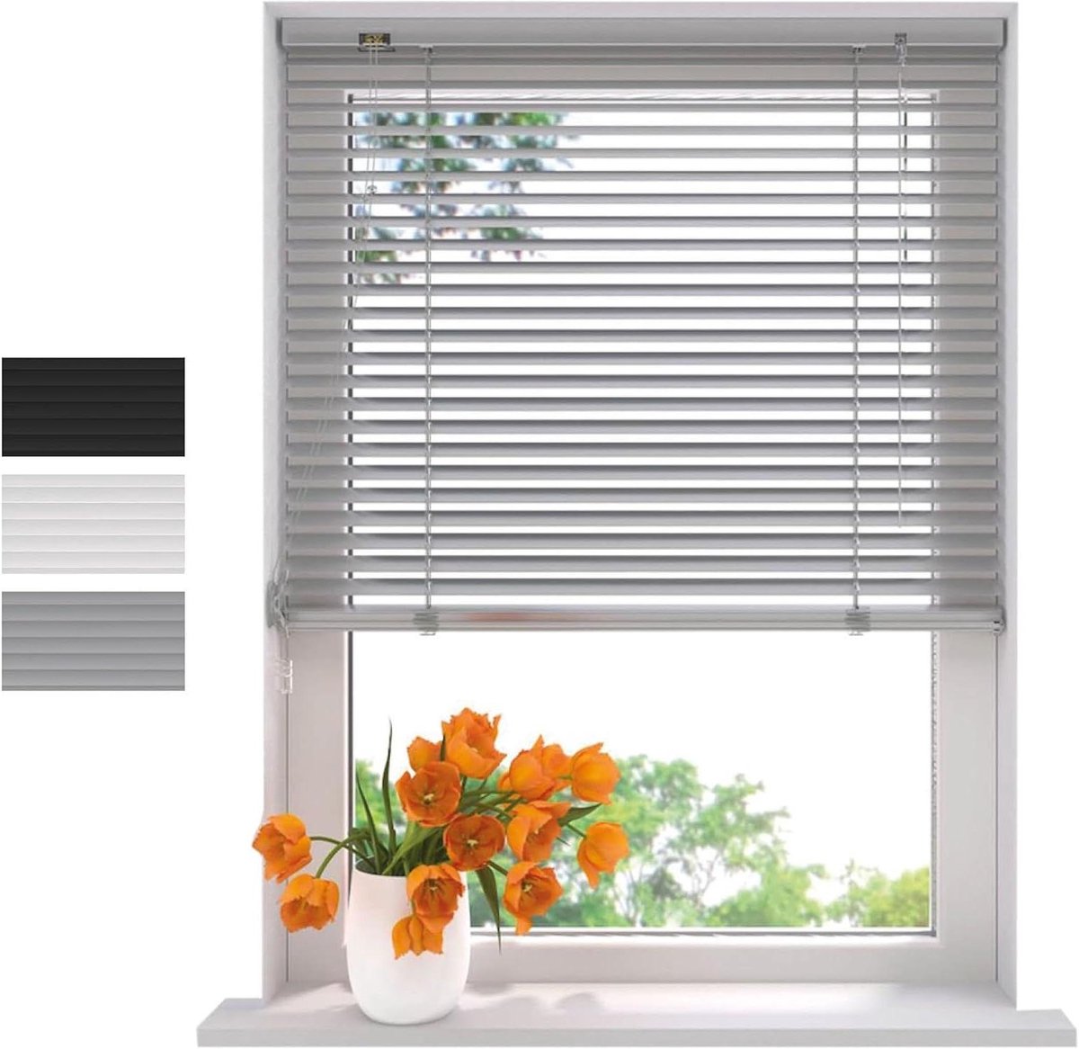 Aluminium Jaloezie - Raambekleding Lamellen - Licht en Privacy - In te Kort - 80 x 250 cm