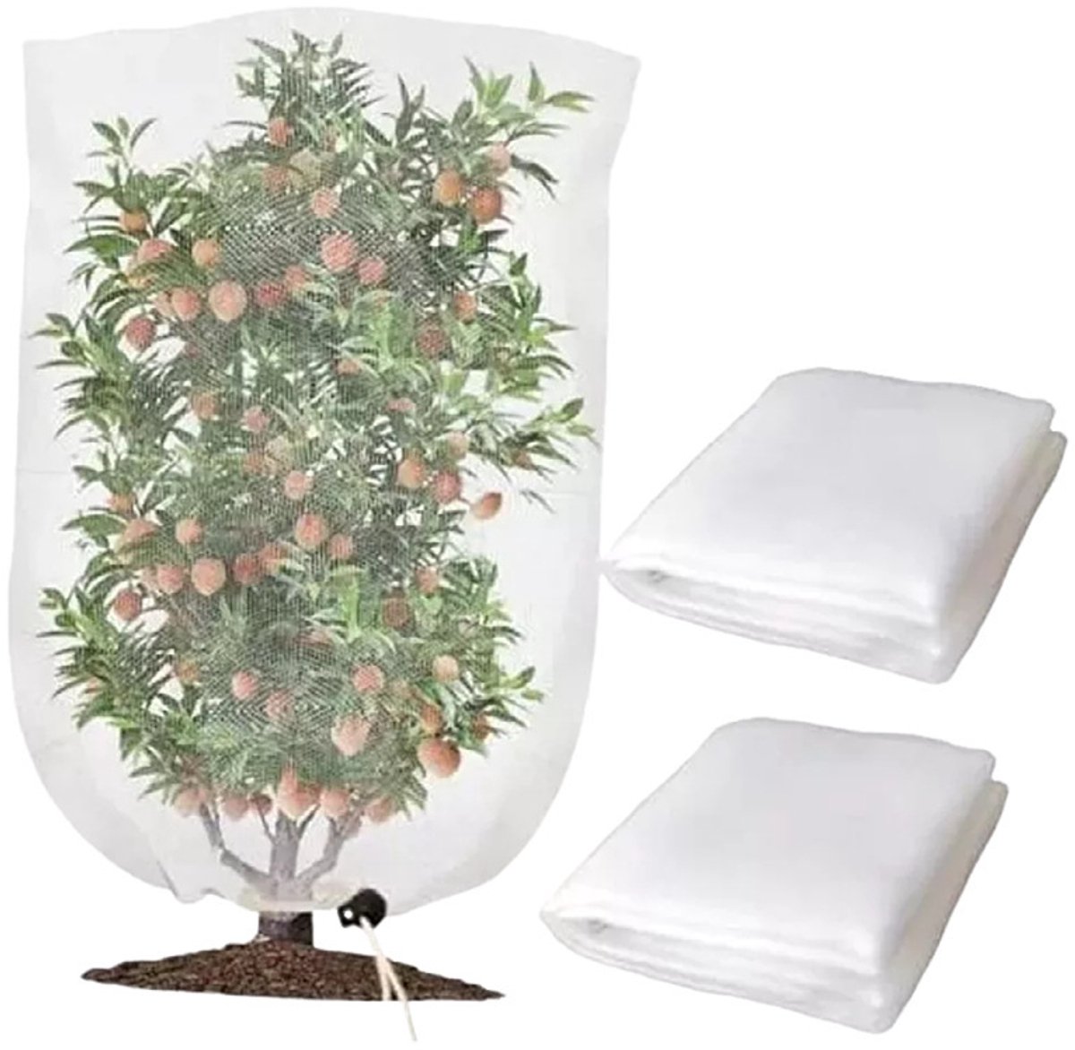 2-delige Planten Beschermnet met trekkoord, vogel- en insectenwerend, 80×120cm verdikt materiaal