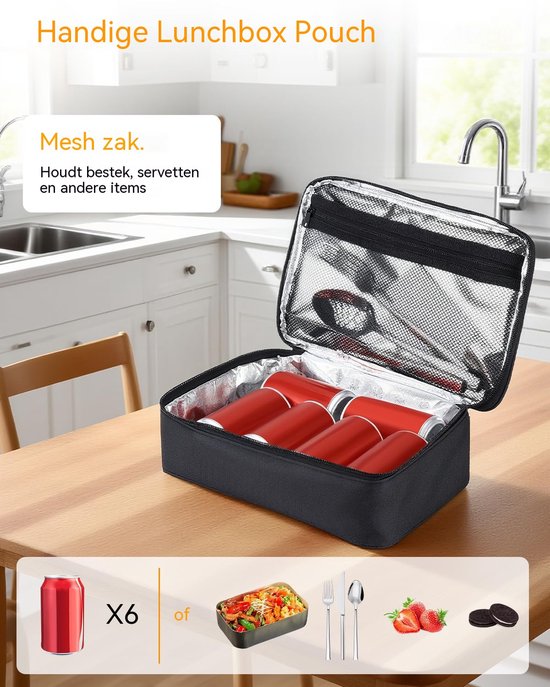 carmdering - Koeltas - geïsoleerde lunchtas 4L - draagbaar en opvouwbaar - waterdicht en lichtgewicht - ideaal voor werk, picknick en reizen - zwart van carmdering — afbeelding 2
