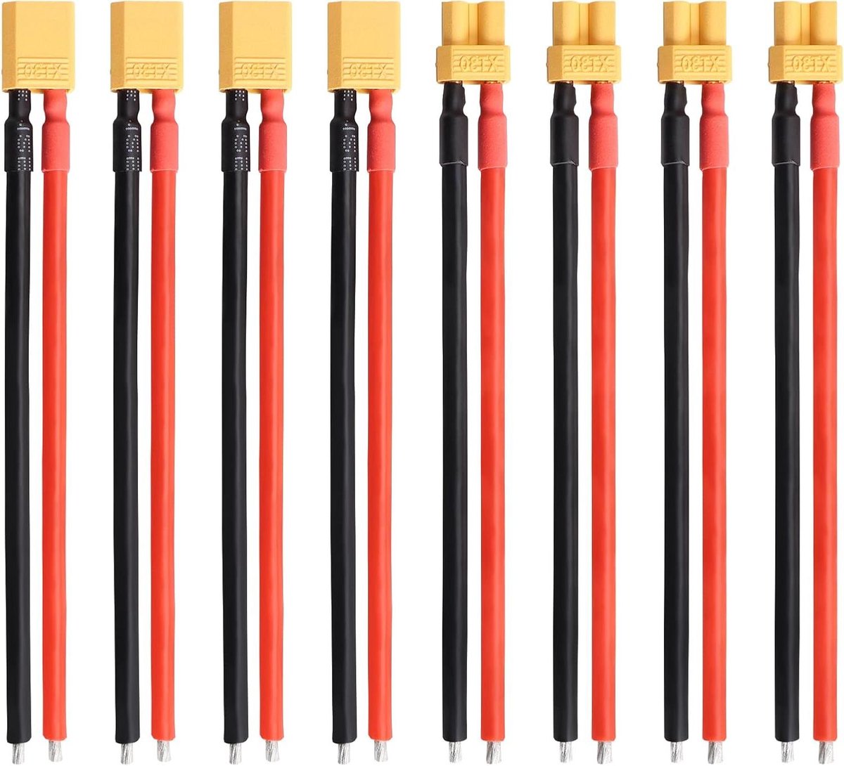 XT30 Connector Kabel - Batterij Connectoren - Modelbouw - Vergulde Koperen Contacten - 100mm Draad - Geel