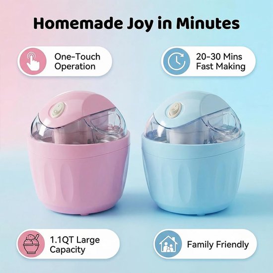 Ijsmachine - Roomijsmachine - Sorbetmaker - Mini ijsmachine - Zelf ijs maken - Binnen 15 minuten - Voor gelato, sorbet en yoghurt - Voor in de keuken en thuisgebruik -Perzikkleur van Merkloos — afbeelding 3