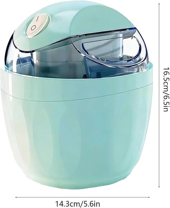 Ijsmachine - Roomijsmachine - Sorbetmaker - Mini ijsmachine - Elektrisch - One-touch bediening - Zelf ijs maken - Voor frozen yogurt en gelato - Voor thuis en keuken - Compact - Lichtblauw van Merkloos — afbeelding 2
