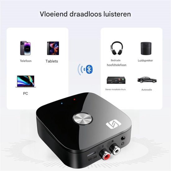 carmdering - Bluetooth 5.3 audio-NFC Bluetooth 5.3 Ontvanger - Draadloze Audio Adapter - Stereo Receiver - Snelle NFC Koppeling - Dual Device Connectie - Duurzaam Plastic - Compact Design - Hi-Fi Muziekstreaming - 1 Stuk van Carmdering — afbeelding 4