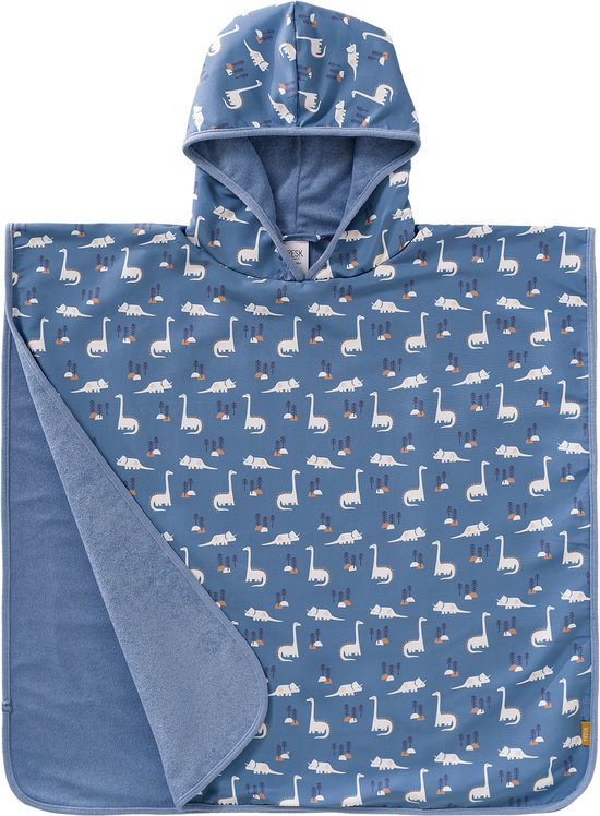 Fresk UV badponcho one size - Badcape met Capuchon - Sneldrogend Strandlaken - Jongens - Blauw - Dino van Fresk — afbeelding 2