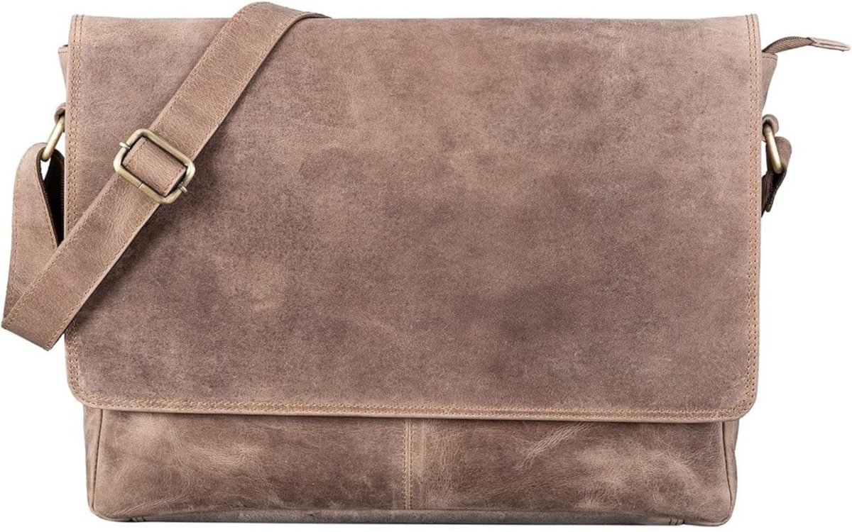 Leren Laptoptas - Laptoptas - Leren Tas - Luxe Leren Laptoptas - Werktas - Schoudertas - Business Tas - Leren Business Tas - 15 inch - Grijsbruin - van Imperatoris
