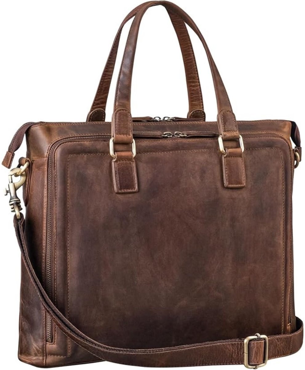 Leren Laptoptas - Laptoptas - Leren Tas - Luxe Leren Laptoptas - Werktas - Schoudertas - Business Tas - Leren Business Tas - 15 inch - Bruin - van Imperatoris