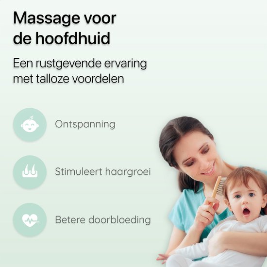 BimbelBoo® - Houten Baby Borstel - Massage Borstel Hoofdhuid - Hout en Natuurlijke Geitenharen - Zacht - Kraamcadeau - Babyborstel - Baby Haarborstel - Baby Verzorgingsset - Baby Verzorgingsproducten van Merkloos — afbeelding 3