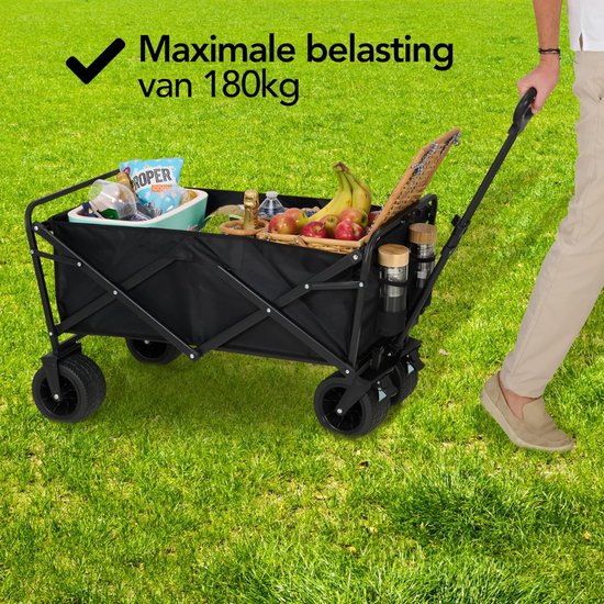 Florixa® Bolderkar Opvouwbaar Luchtbanden - Bolderkar Opvouwbaar - Bolderkar Kinderenvervoer - Zwart - 57cm x 96cm x 57cm van Merkloos — afbeelding 2