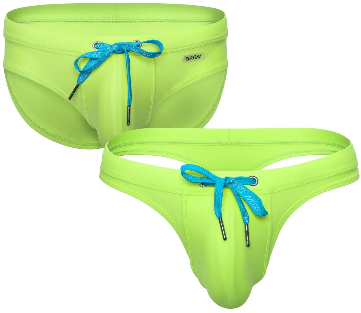 SUKREW Torrent Swim Multipack 1x Brief + 1x Thong Lime - MAAT XL - Heren Zwemslip - Zwem Slip voor Man - Mannen Brief