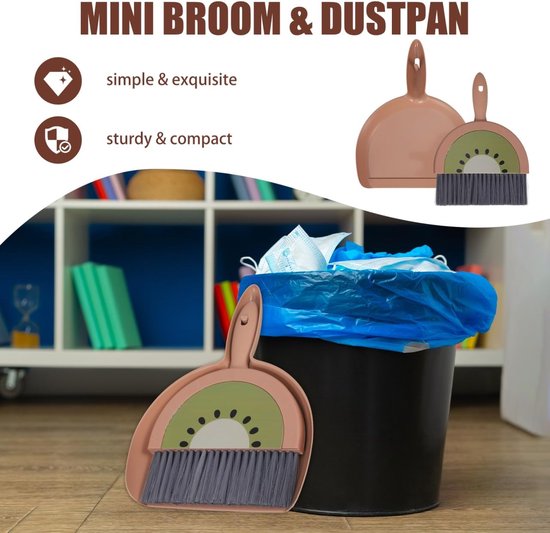 Mini bezem set met knop, efficiënt schoonmaken van het bureaublad, compacte handborstel voor thuis- en kantoorgebruik van Merkloos	 — afbeelding 2