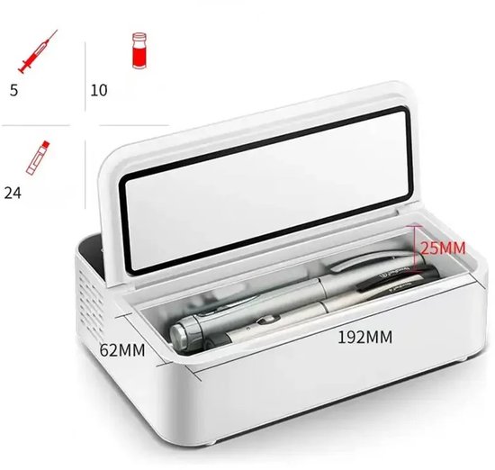 Norvia Draagbare Insulinekoelkast - Medicijnkoelkast - Auto - Op Reis - 2-8°C - 8 Uur Batterij - USB opladen - Snel Koelen van Merkloos — afbeelding 2