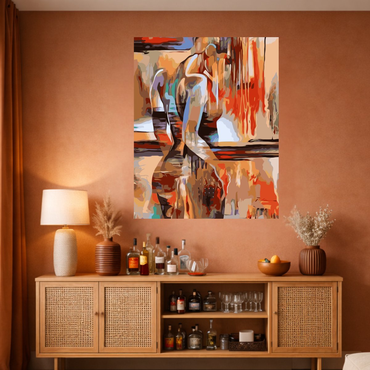 MET FRAME - Paint by numbers – schilderen op nummer – DIY decoratie – Abstract vrouwelijk silhouet – In Her Flow — afbeelding 4