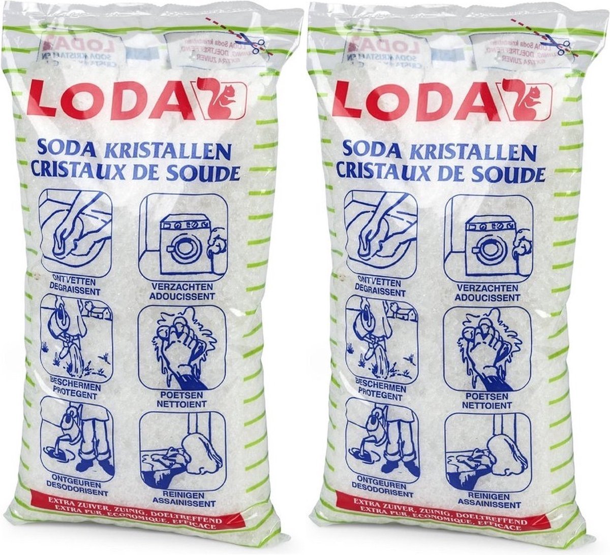 4kg Loda Soda Kristallen 2X2kg Ontvetten, Versachten, Beschermen, Poetsen, Ontgeuren, Reinigen Schoonmaken