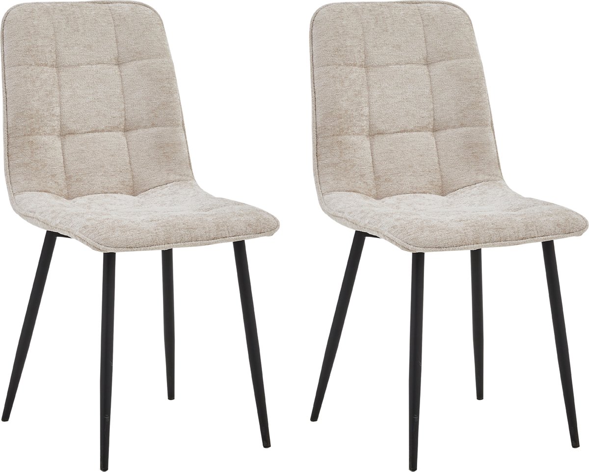 Colenis Ela Eetkamerstoel - Set Van 2 - Beige - Chenille Stof - Design