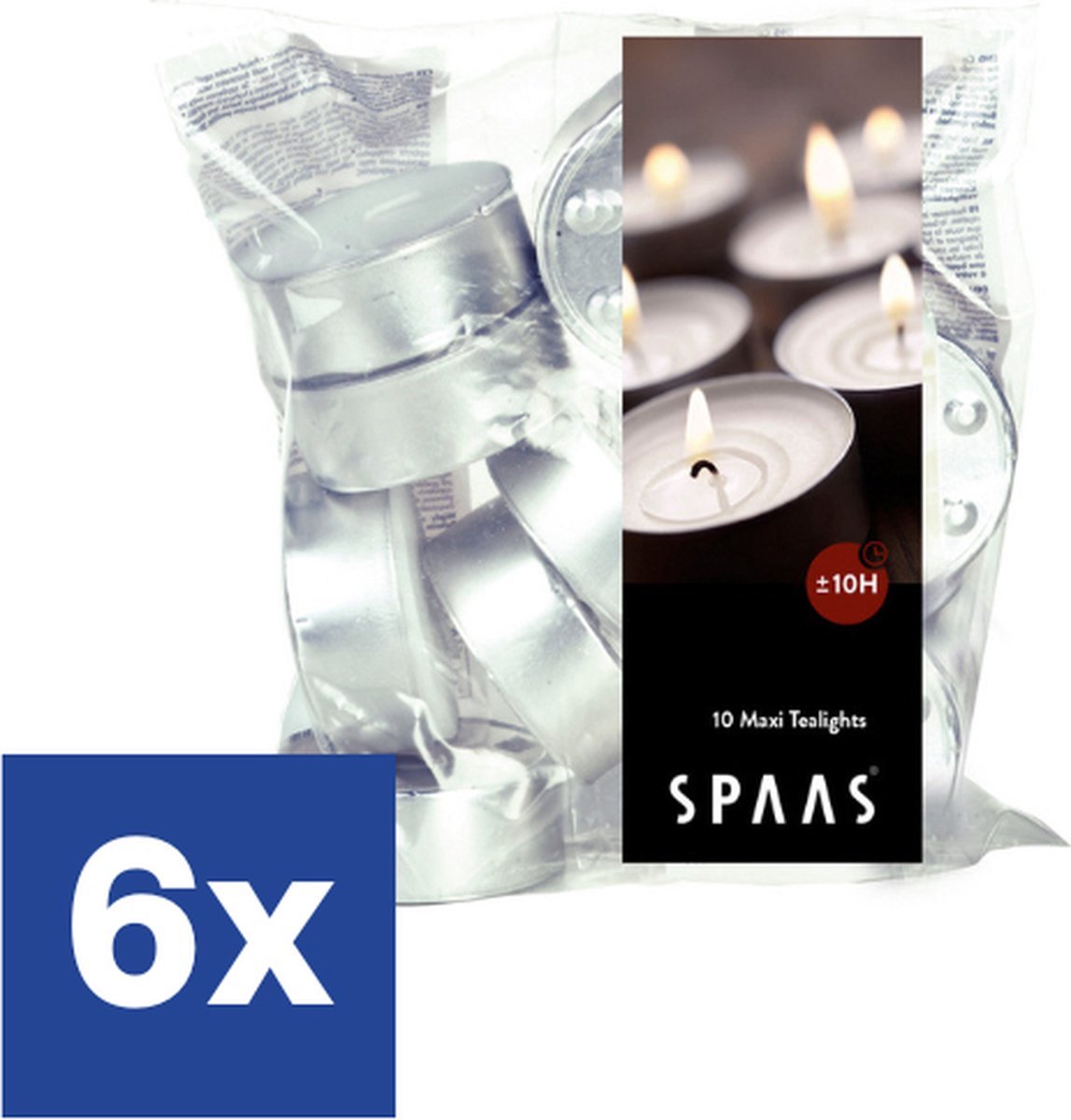 Bol.com Spaas theelichten Maxi 10 stuks brandtijd +-10 uur x 6 aanbieding
