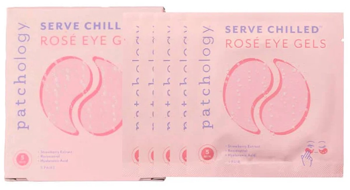 Patchology Serve Chilled Rosé Hydrating Under Eye Gels – 5 Paar Hydrogel Oogpatches met Hyaluronzuur, Resveratrol & Aardbeienextract – Hydraterend & Verfrissend Eye Mask Tegen Vermoeide Ogen, Wallen & Donkere Kringen – Glow Boost